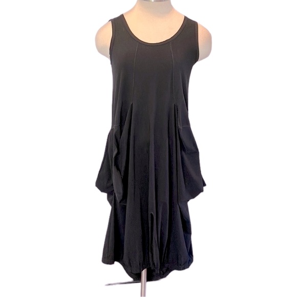Marithe + Francois Girbaud black edgy parachute sleeveless dress pockets size 6 - Picture 12 of 12
